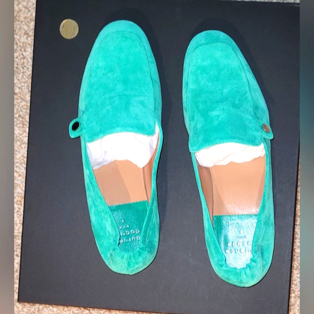 Laurence Dacade Angela Green Suede Loafers NIB Sz 38.5